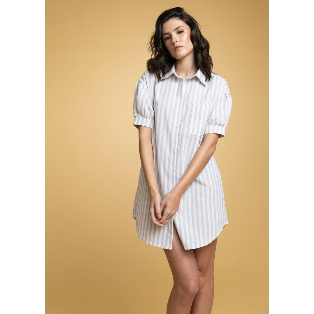 Camisa de Dormir Colíco Líneas beige