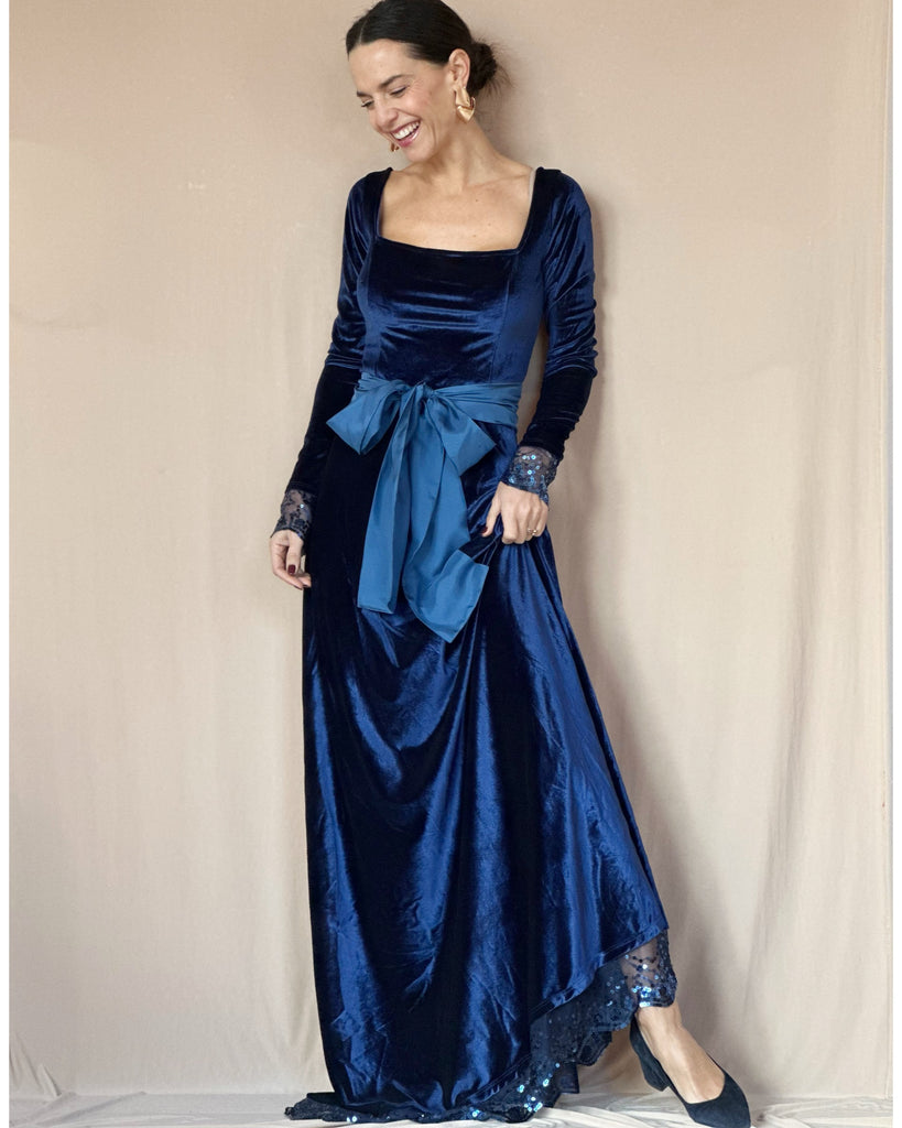 Vestido Antonieta Velvet Azul