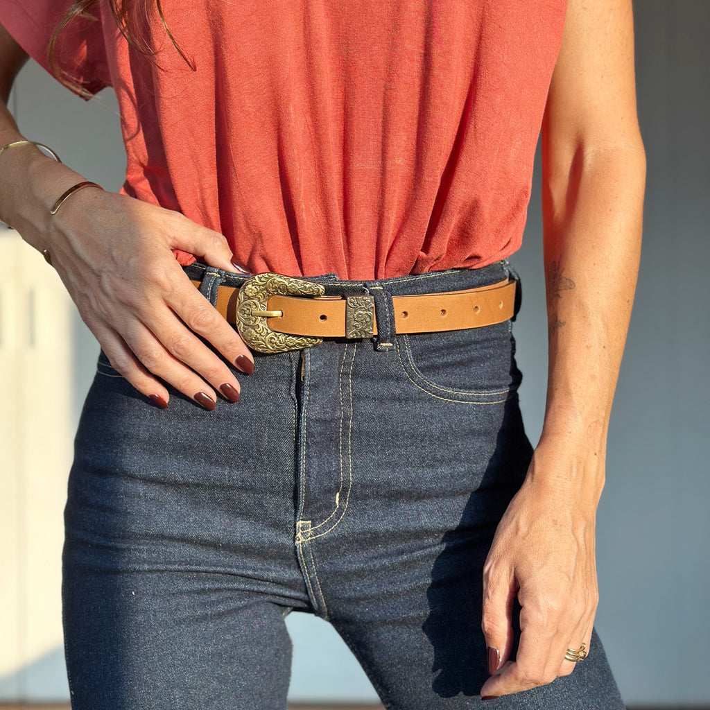 Cinturón Sierra Camel/Oro