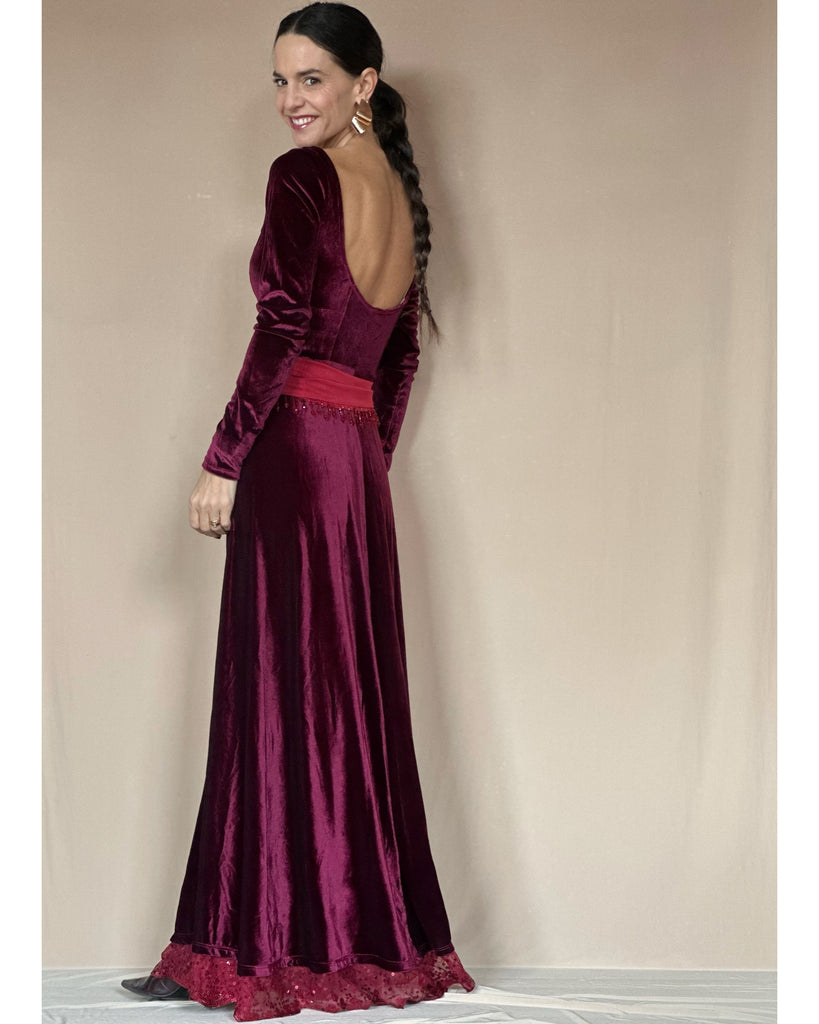 Vestido Antonieta Velvet Burdeo