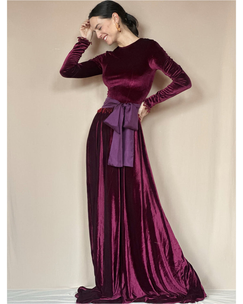 Vestido Victoria Velvet Burdeo