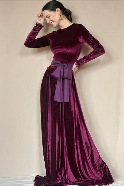 Vestido Victoria Velvet Burdeo