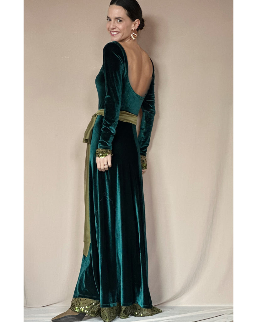 Vestido Antonieta Velvet Verde