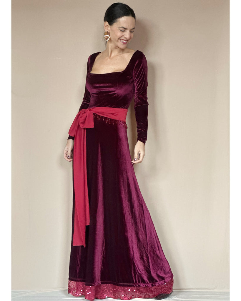 Vestido Antonieta Velvet Burdeo