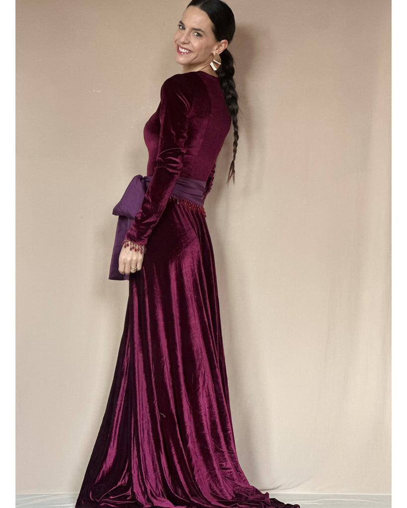 Vestido Victoria Velvet Burdeo