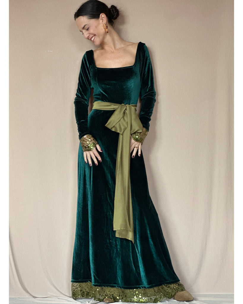 Vestido Antonieta Velvet Verde