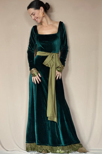 Vestido Antonieta Velvet Verde