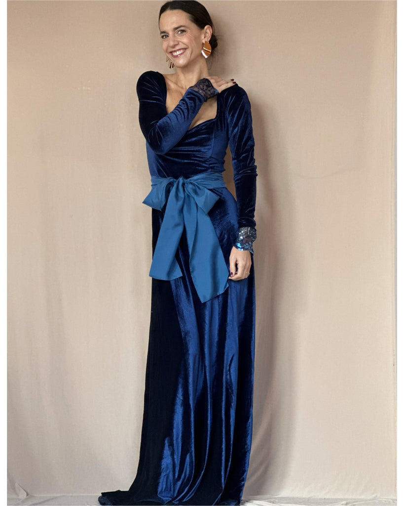 Vestido Antonieta Velvet Azul